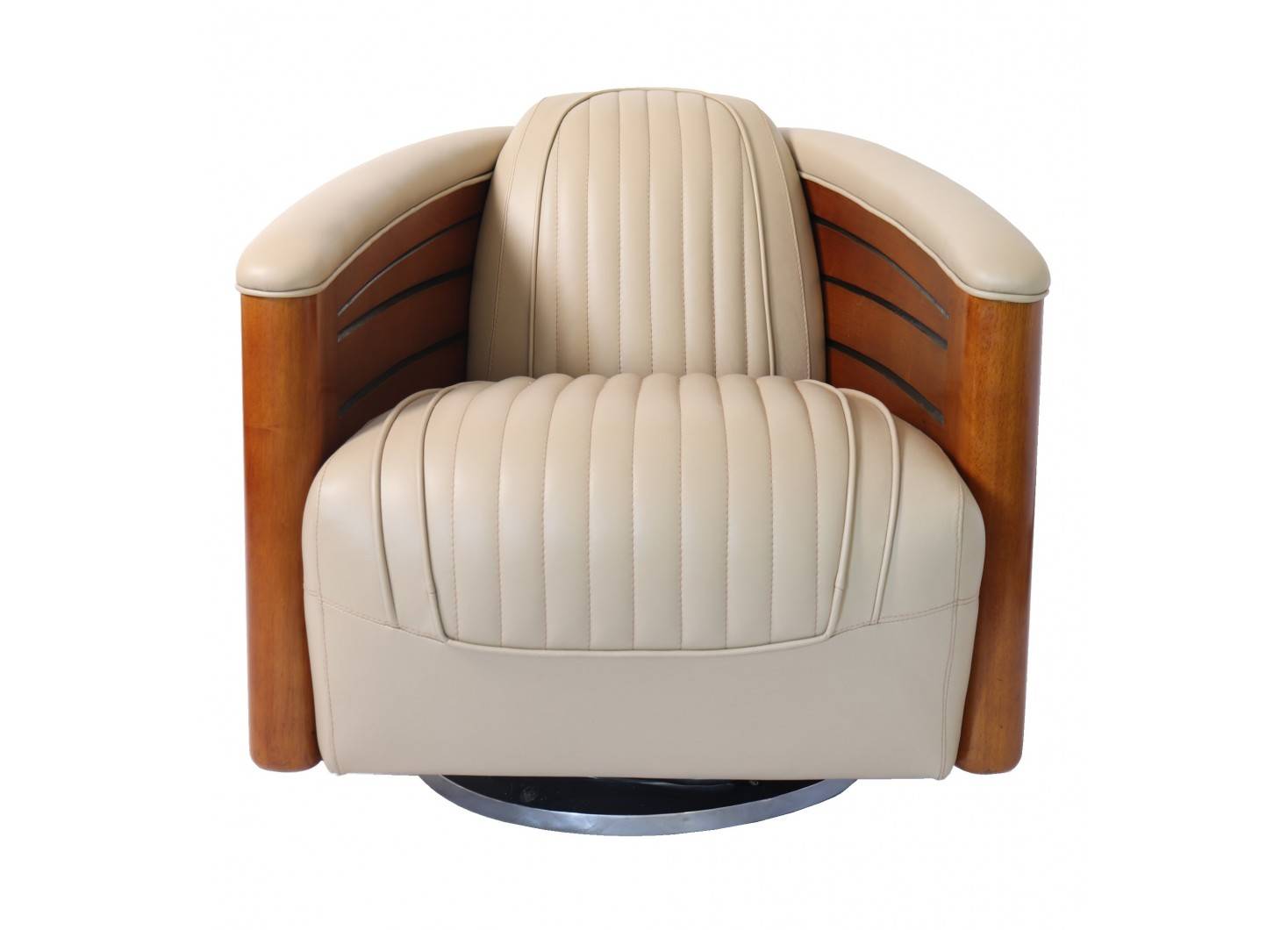 Nautilus pivoting armchair - beige leather