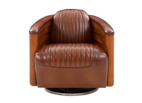 Fauteuil pivotant Nautilus - cuir marron