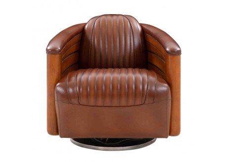 Nautilus pivoting armchair, brown leather