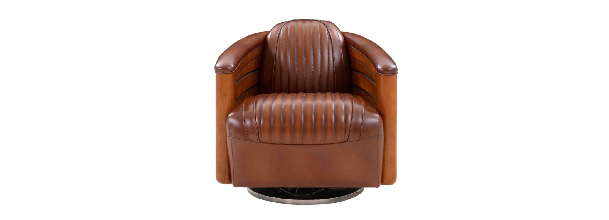 Fauteuil pivotant Nautilus - cuir marron