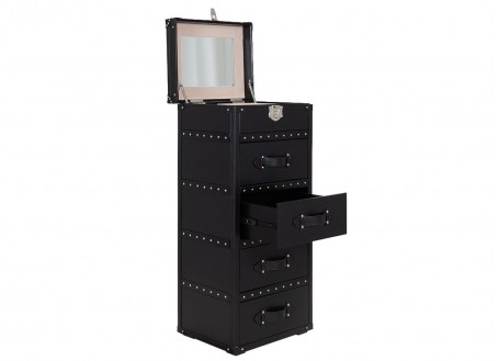 Chest of drawers Cap Horn 4 drawers - Black crocodile style