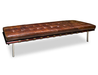 Benches with wooden or leather upholstered seats