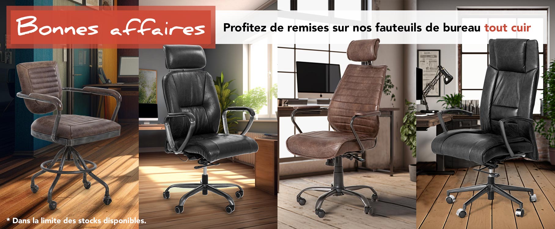 Profitez de remises exceptionnelles sur nos fauteuils de bureau en cuir