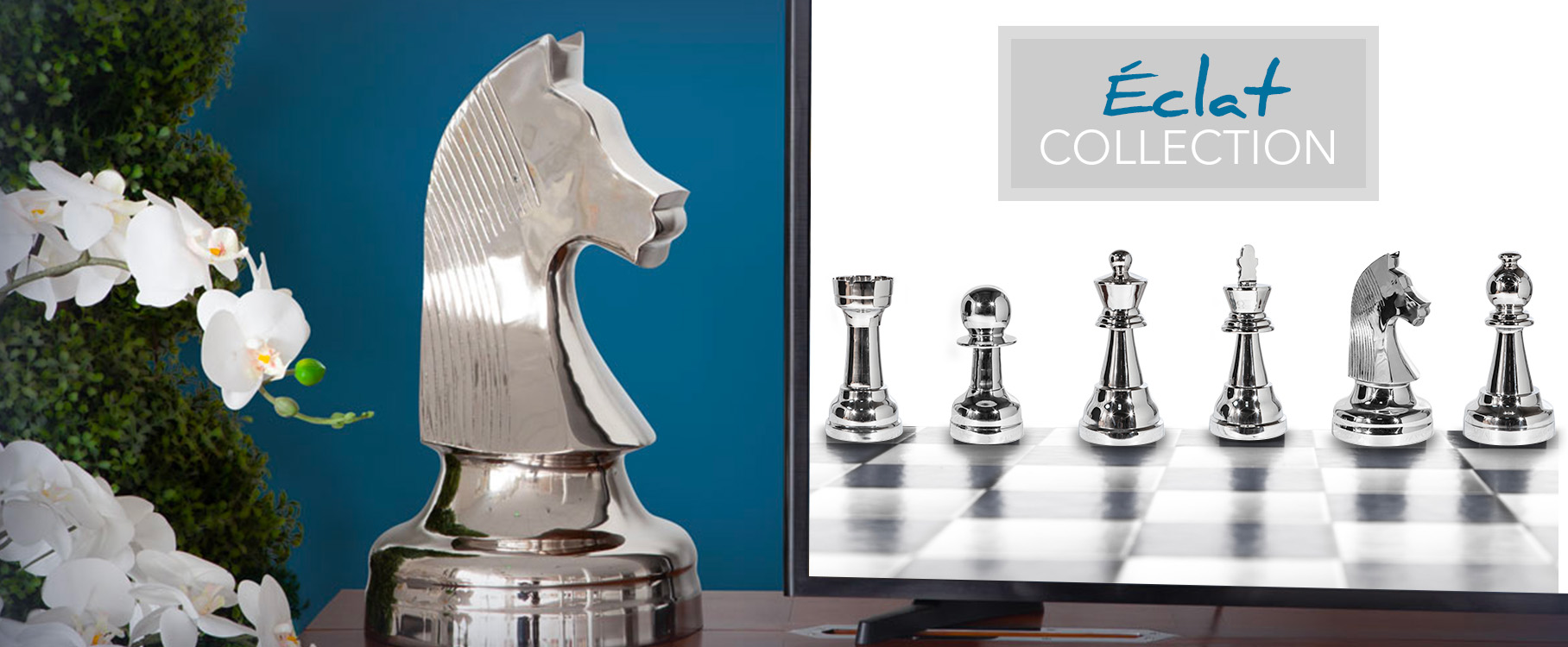 Stainless steel decorative pieces from the Eclat collection